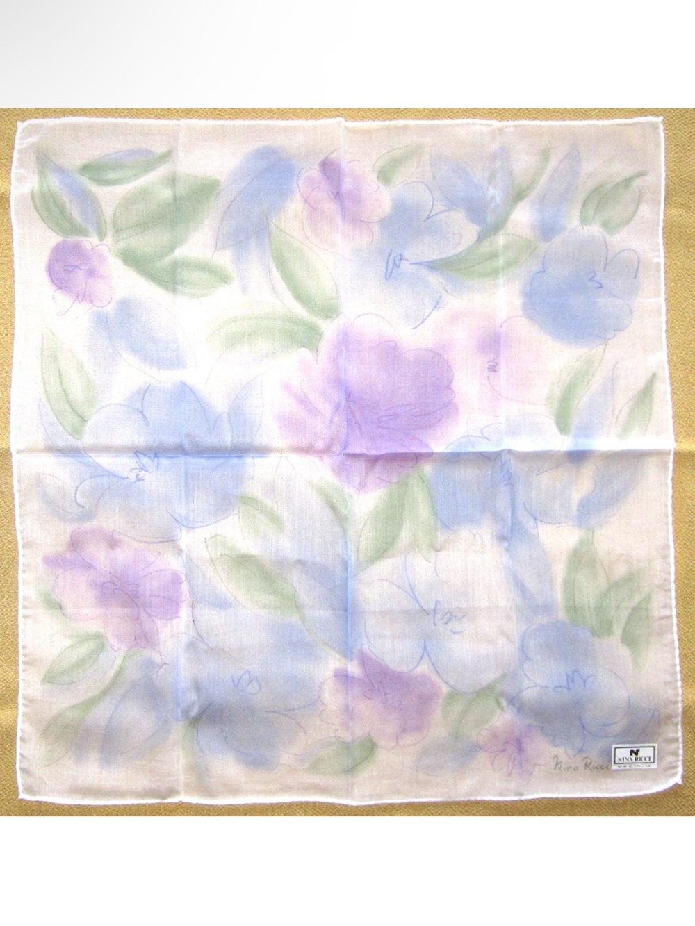 NINA RICCI Floral Pastel cotton neckerchief, bag or hair accessory NWT